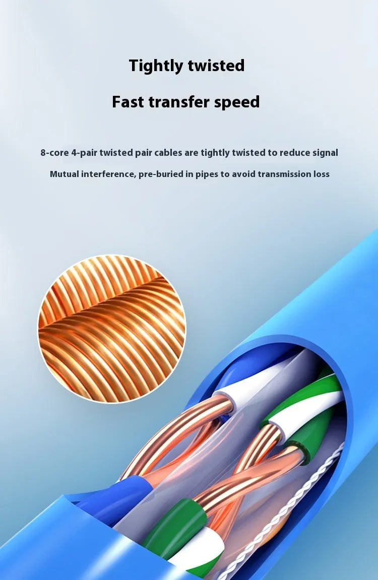 Blue and grey 305 metre reels of Cat6A oxygen-free copper network cable for 10G Ethernet installations.