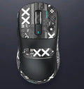 Black three-mode rechargeable mouse with USB receiver and cable for laptop use.