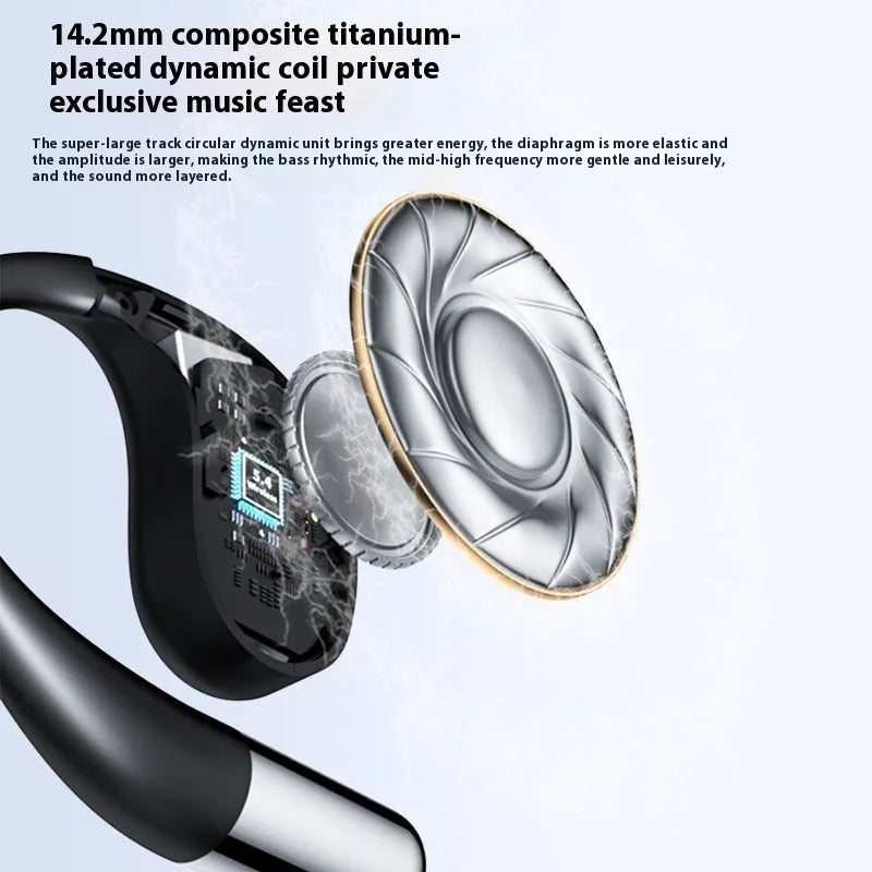 Black hanging ear Bluetooth sports earphones with ear hook design