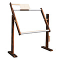 Vertical desktop pine wood cross stitch embroidery frame with height adjustment in log colour finish