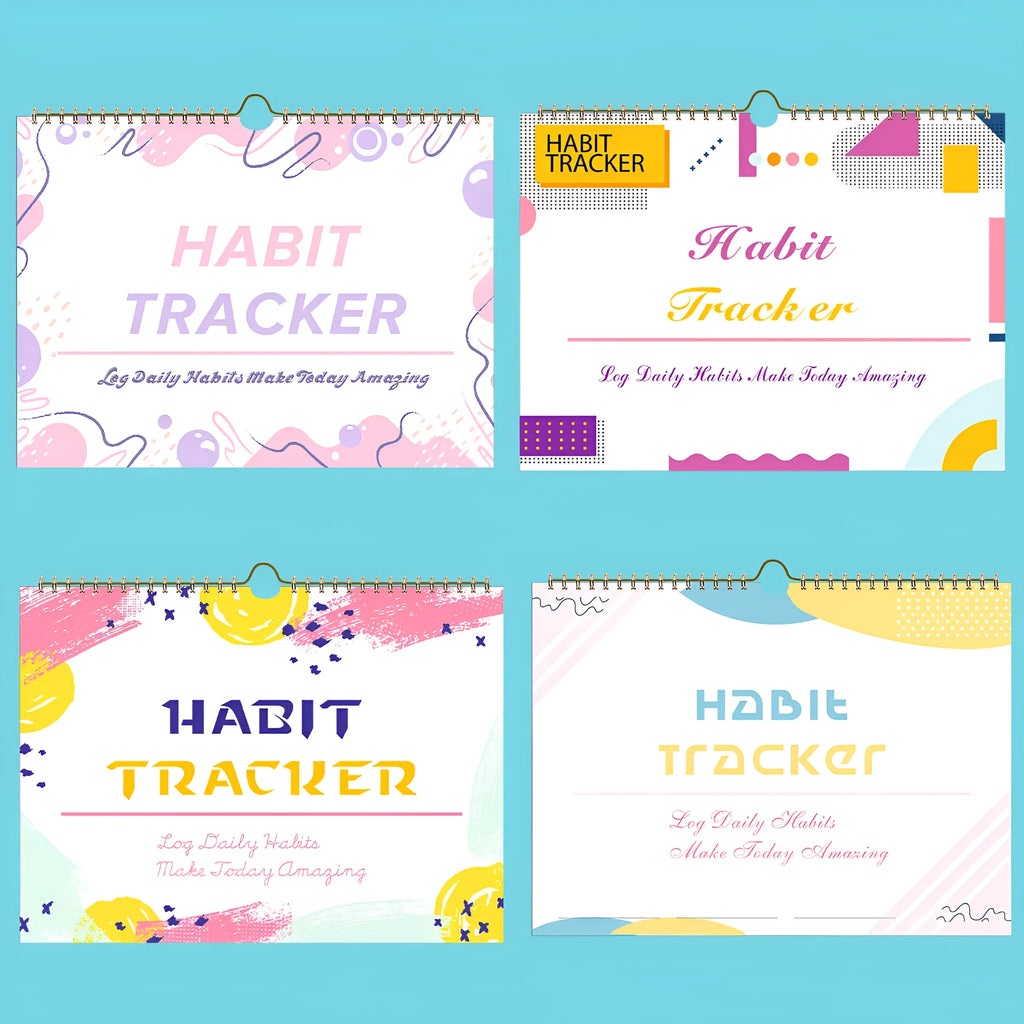 English habit tracking book with 12 pages, 21x28cm, in flower white cover