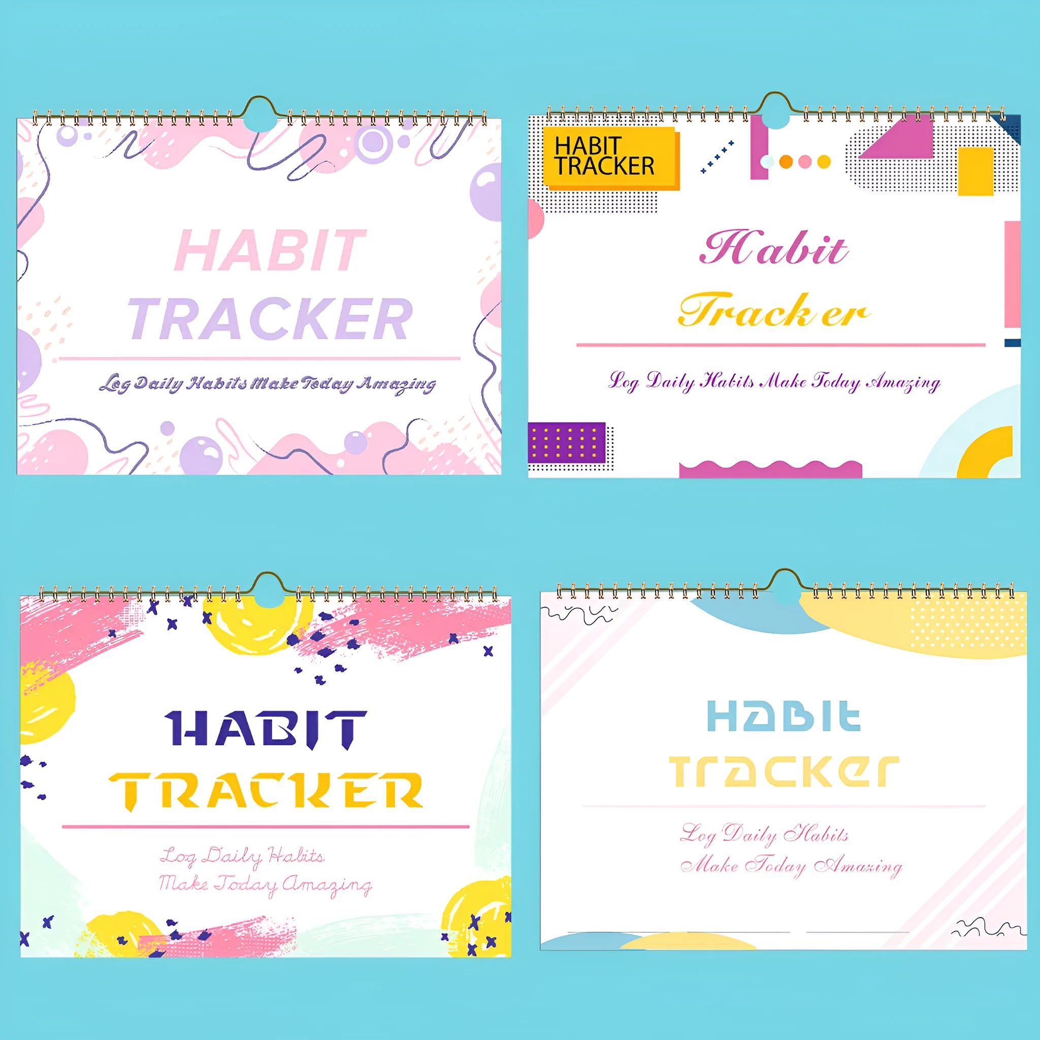 English habit tracking book with 12 pages, 21x28cm, in flower white cover