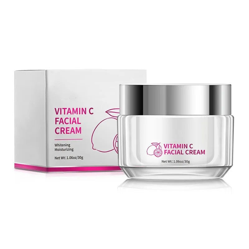 Vitamin C face cream in 30g jar container with compact dimensions
