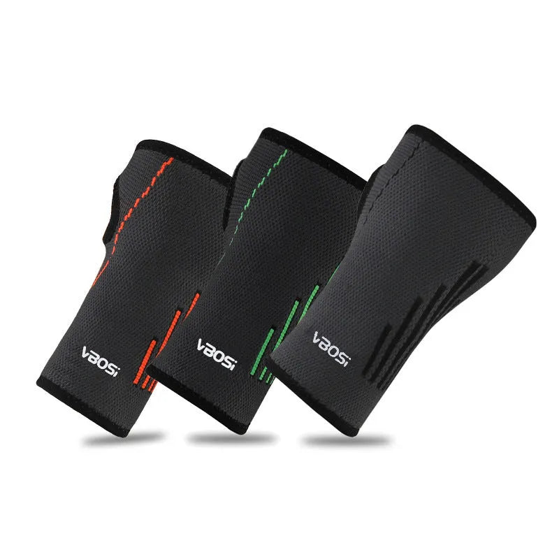 Adult wristband wrist guard for tennis in black, green or orange, single pack, sizes L M XL