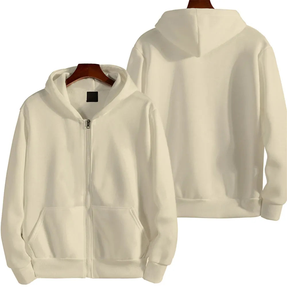 British loose sports American zipper jacket for men in solid colours with cardigan style and no padding design