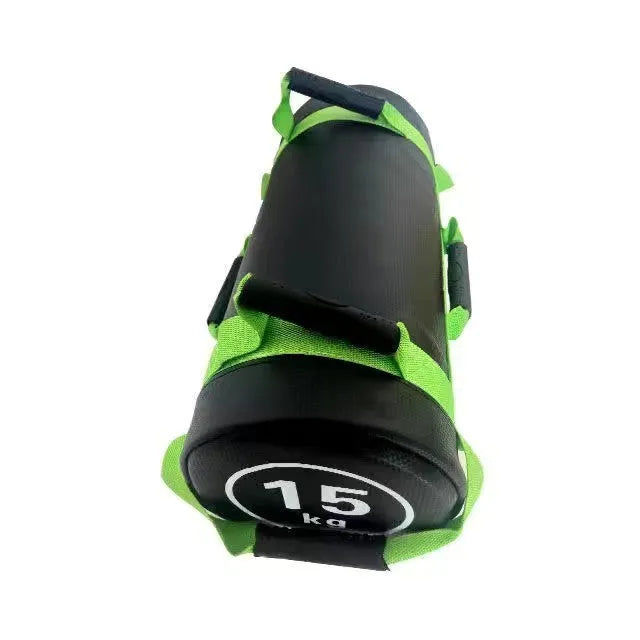 Flat white PVC fitness power training sandbag for gym weight lifting.