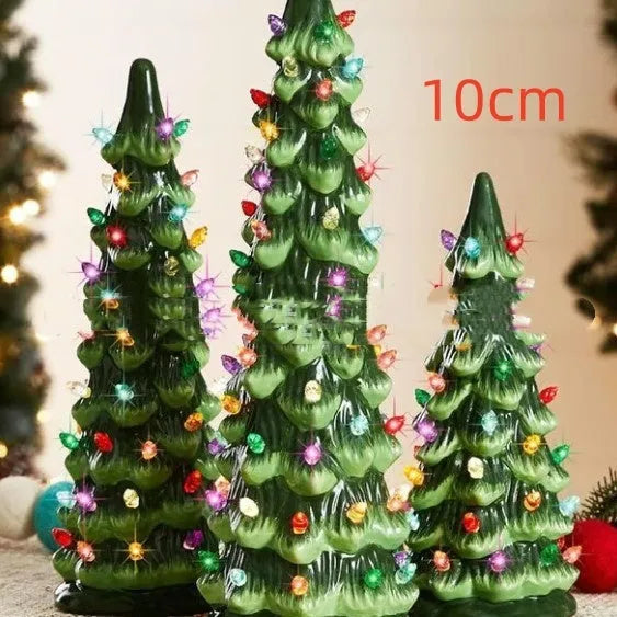 Resin Christmas tree ornament with LED lights in European style for outdoor courtyard decoration