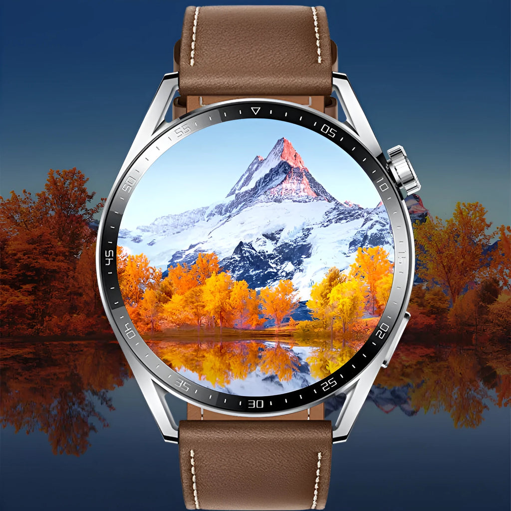 GS3 Max black or silver smart watch with 1.35-inch screen on silicone strap, showing Bluetooth call and health monitoring interface