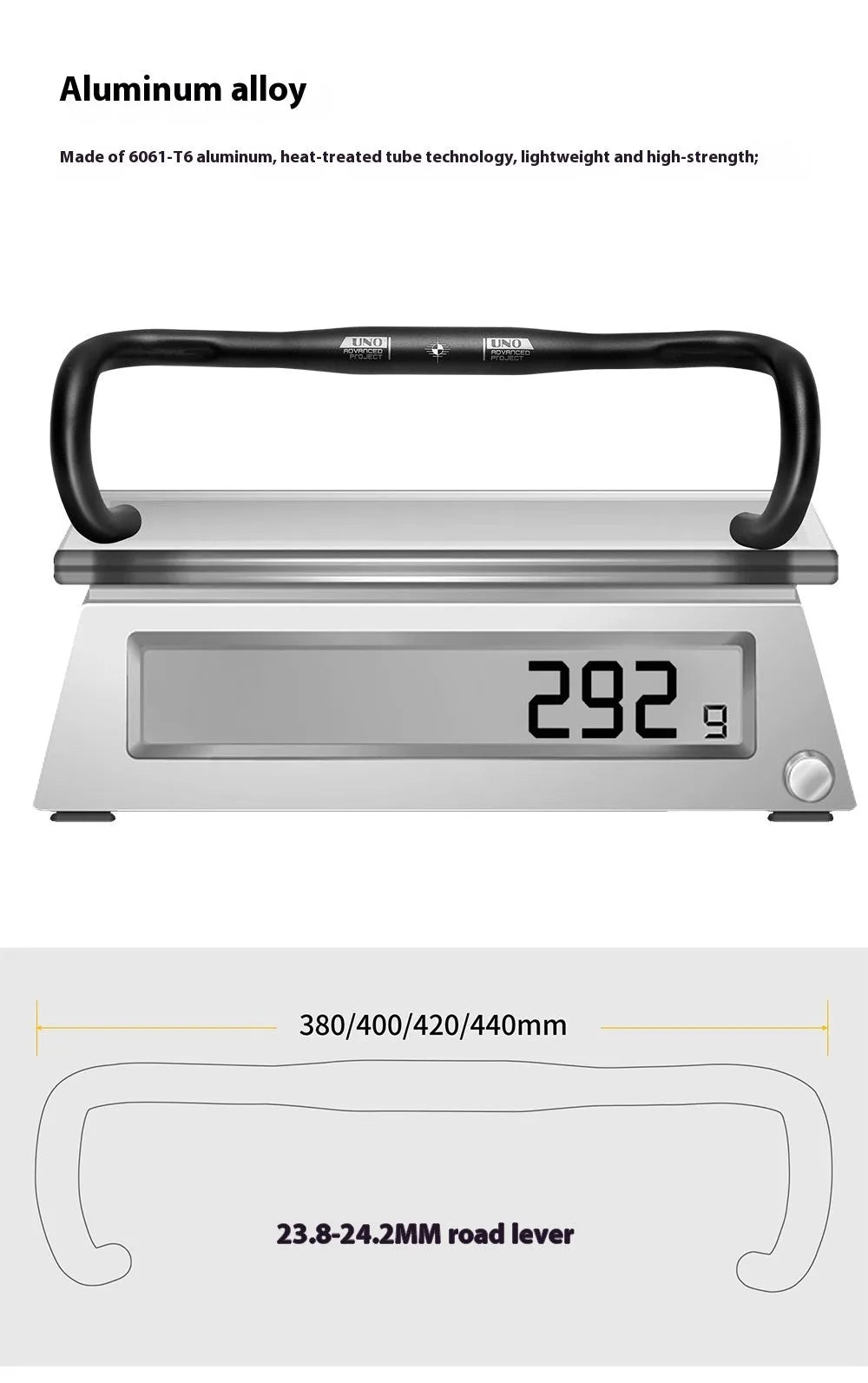Black aluminium alloy road bike bent handlebar with 31.8mm clamp diameter