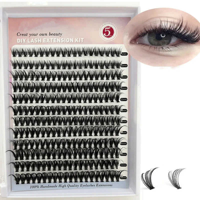 DIY cluster false eyelashes kit with 30D and 40D high-grade fibre lashes 9-16mm including tweezers