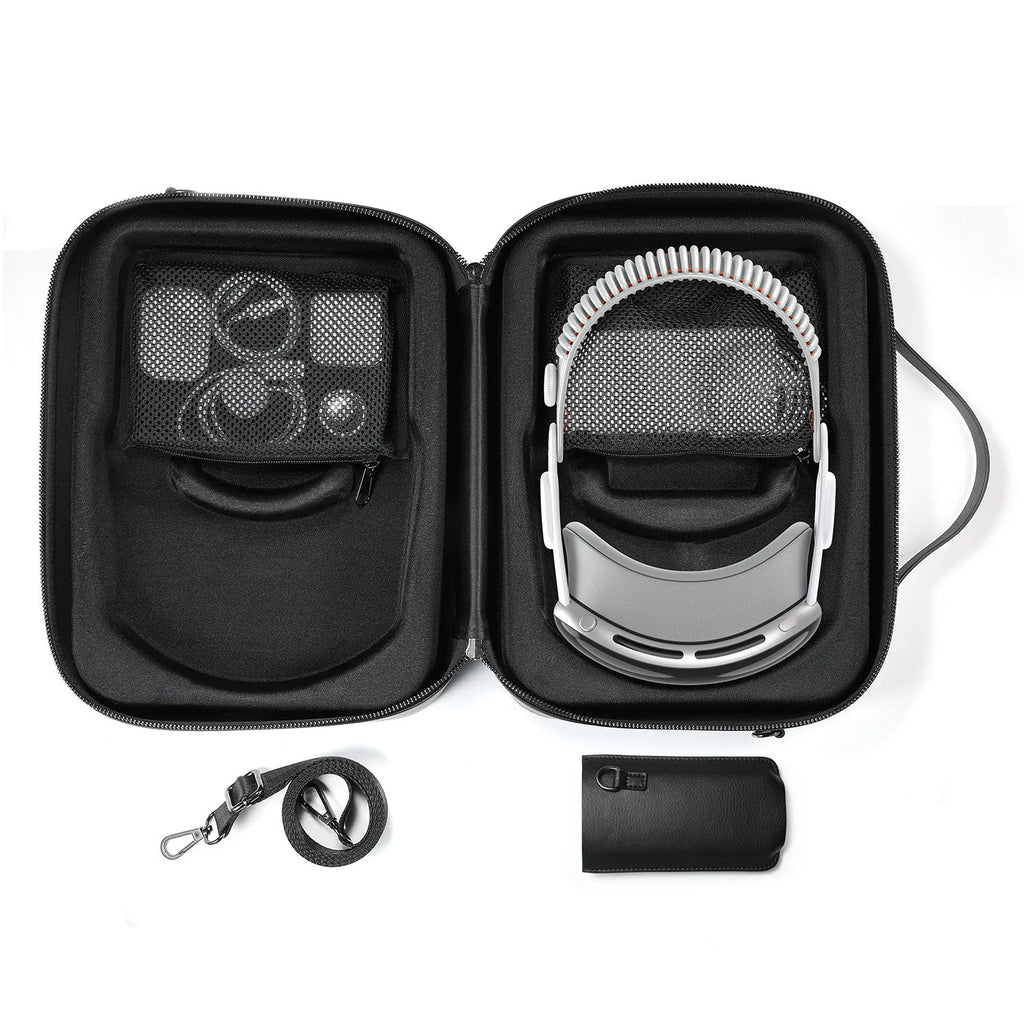Black MR glasses storage box for Apple Vision Pro head-mounted equipment showing dimensions