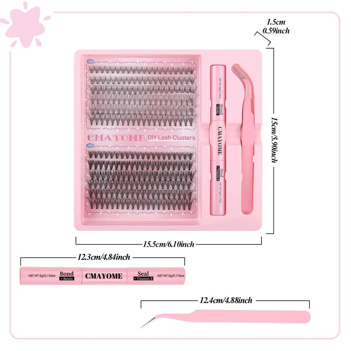 DIY single cluster artificial fibre false eyelashes in natural thick mixed split type design