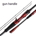 Carbon fishing rod with ultralight cross carbon cloth construction showing straight handle and pikestaff style options