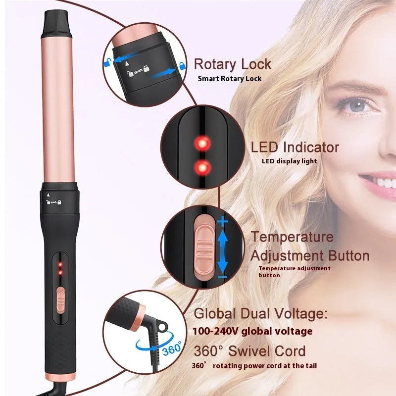 Three-tube water wave hair curler styling tool with wired power supply