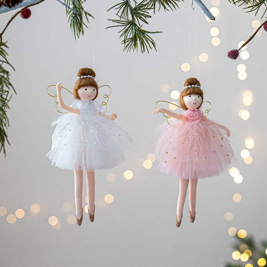 Pink or white cloth ballet girl angel plush doll with hanging loop, modern simplicity design