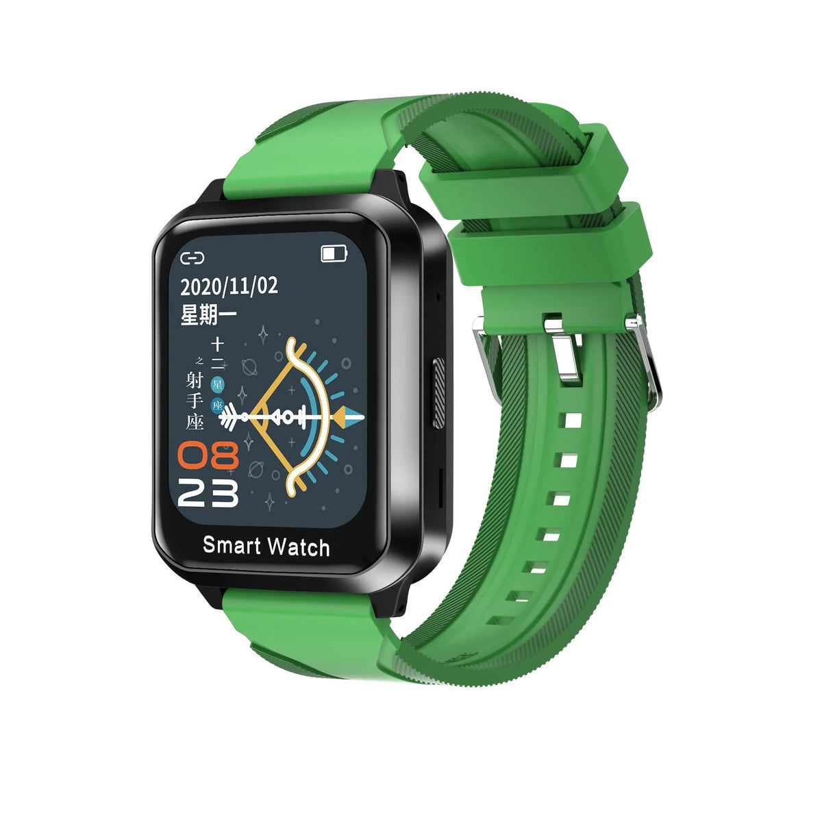 Black smart bracelet with 1.78-inch touchscreen displaying password lock interface on silicone wrist strap.