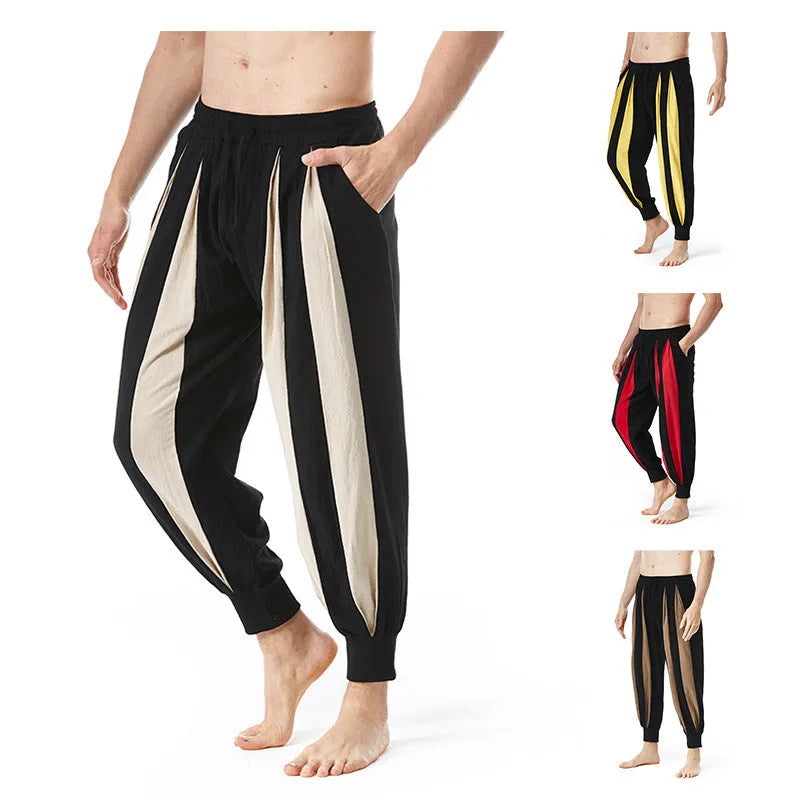 Men's straight leg casual trousers in polyester fibre available in four colours and six sizes