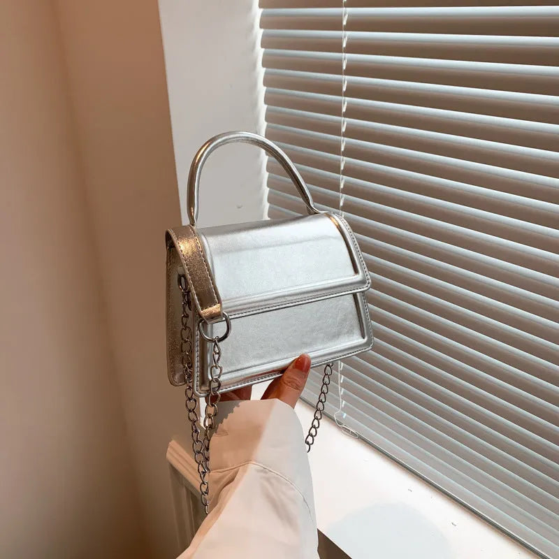 Horizontal square PU leather crossbody bag with sewing line detailing in six colour options