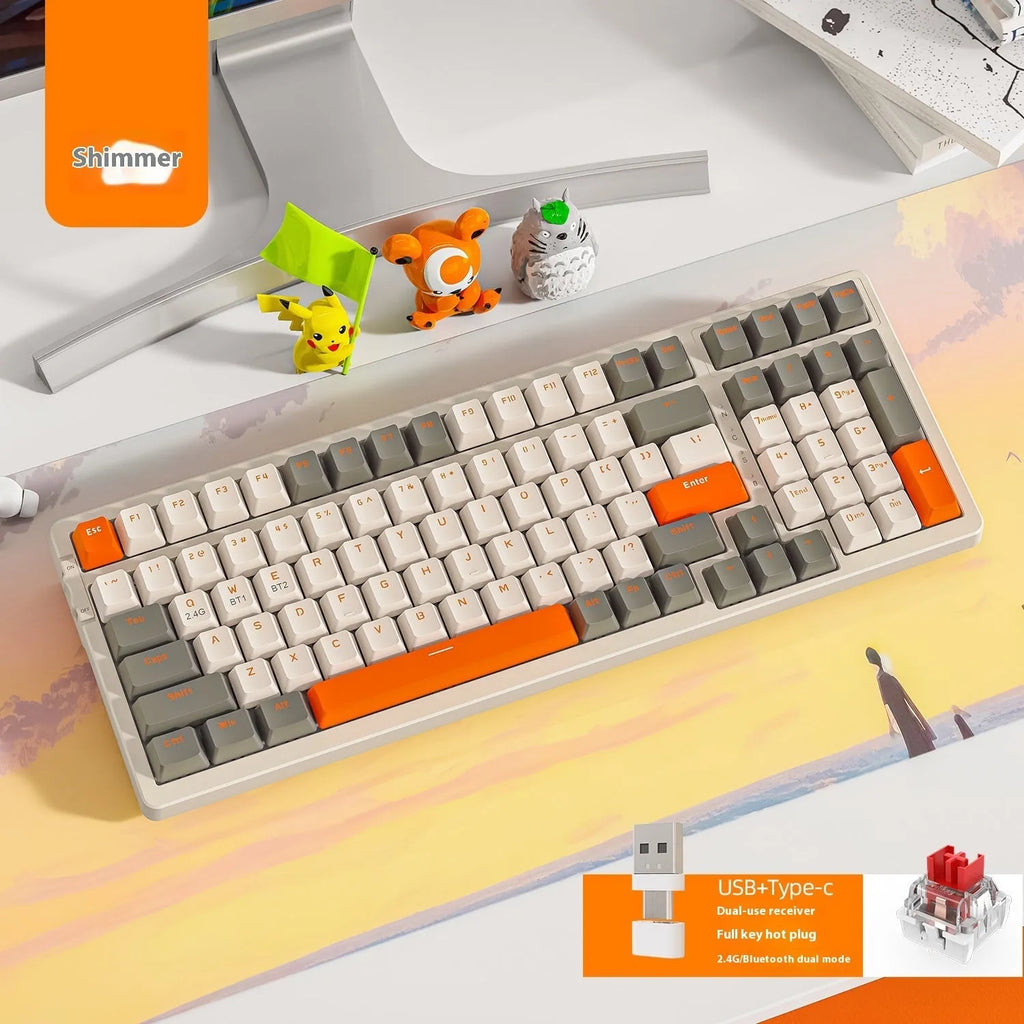 Free Wolf K96 Bluetooth mechanical keyboard with colourful keycaps in blueberry, cheese, lemon, or shimmer colour theme