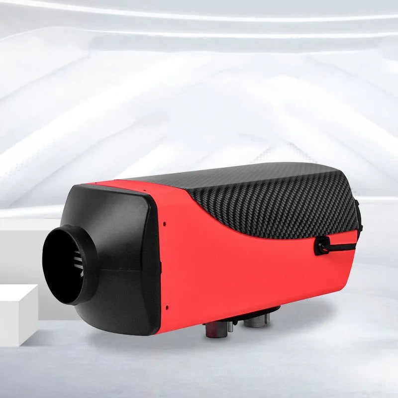 Red and black 12V 24V diesel air heater kit with fuel tank for truck van camper heating