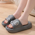 Pair of indoor platform EVA slippers with thickening sole, cartoon detail, unisex flip-flop style, shown in one of five colours