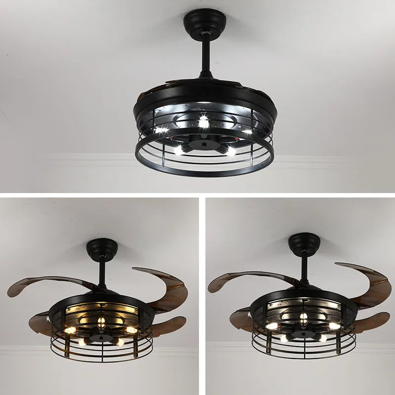 42-inch American retro ceiling fan lamp with remote control and invisible blade design