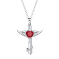 Copper cross stethoscope necklace with wings pendant in white or red diamond electroplated finish