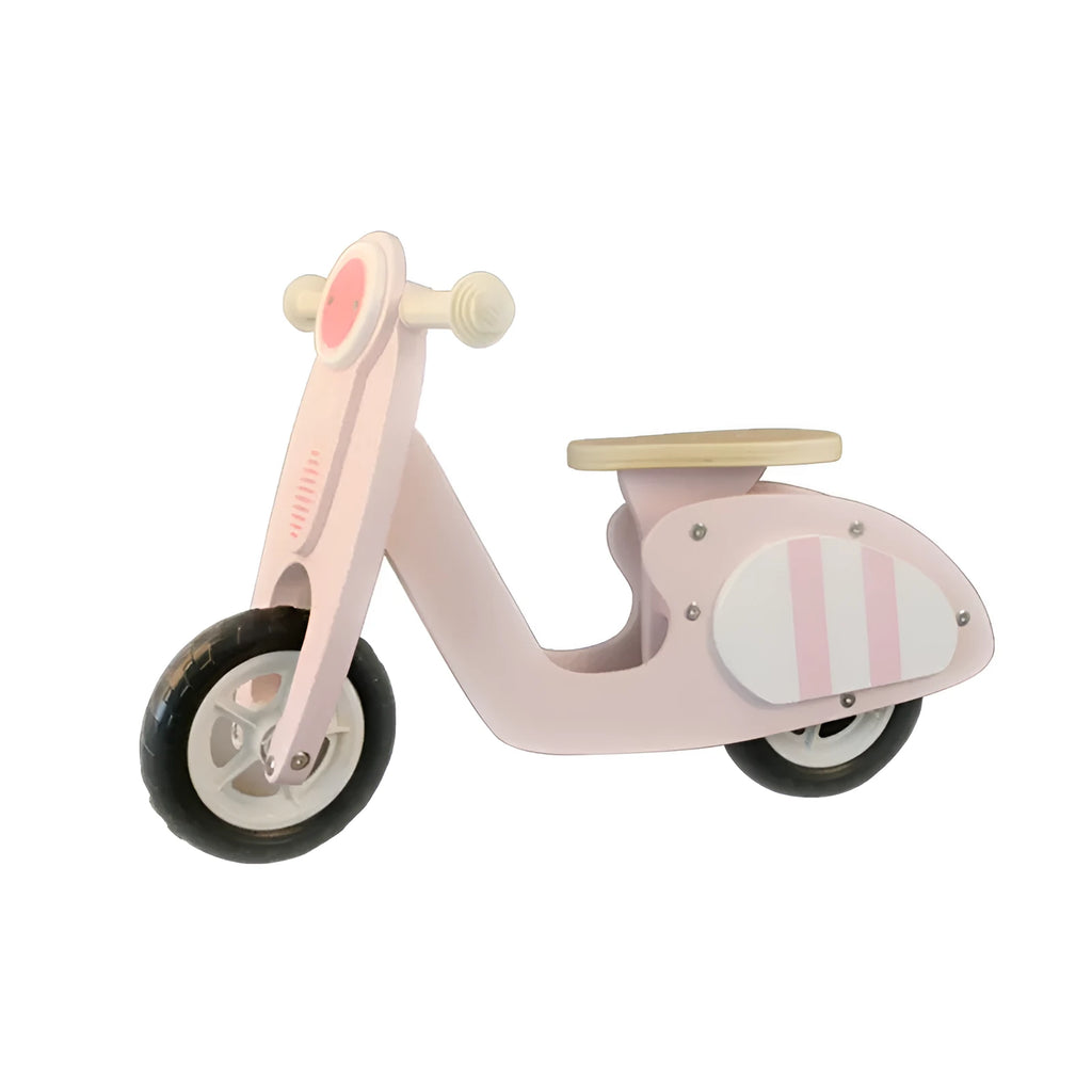 Pink wooden toddler balance scooter for ages 1-6 years, 10 inches