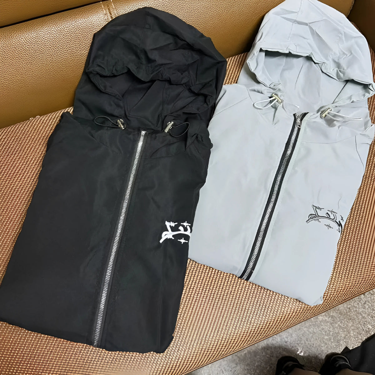 Men's grey British style hooded sun protection jacket with loose fit design