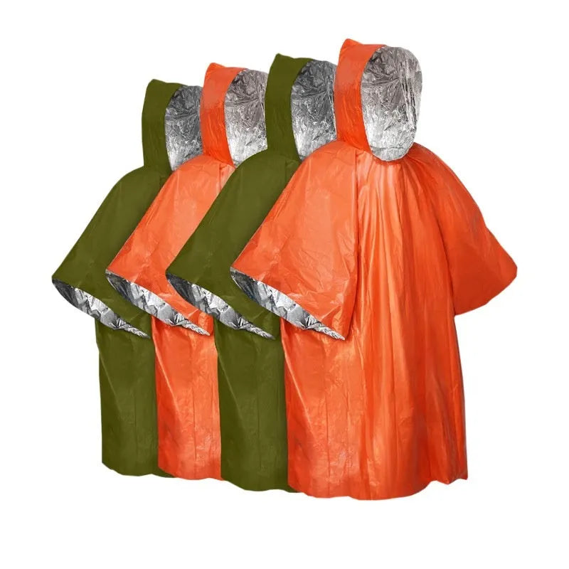 Orange and army green marathon cross-country raincoat with 100x130cm dimensions
