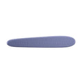 Grey ABS plastic cat comb with tongue massager design showing narrow and wide ends for pet grooming