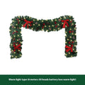 Christmas rattan decoration with pine cone bow and LED lighting options