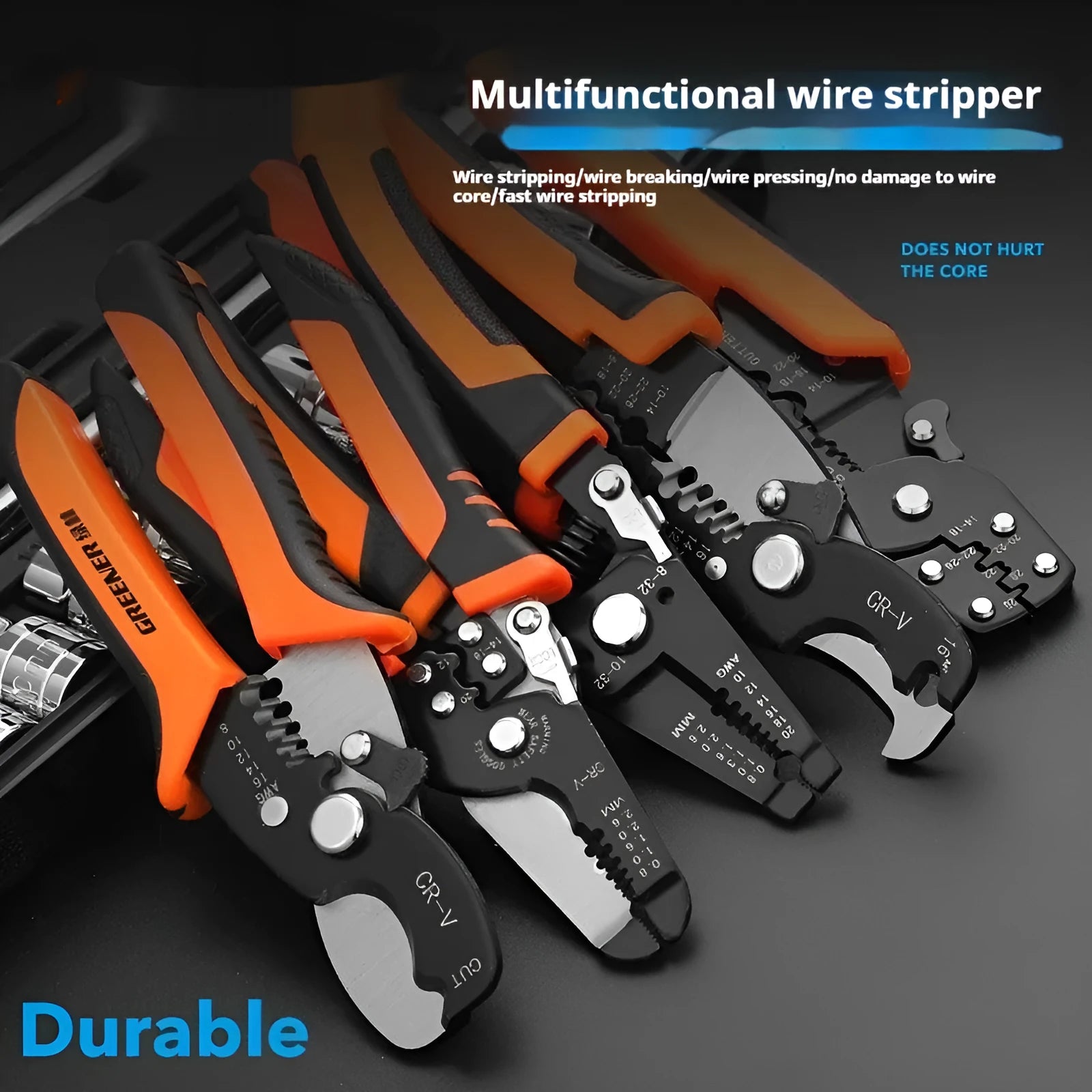 Automatic wire stripping pliers with high-carbon steel blades for electrical work
