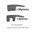 Tesla Model Y wheel hub cover set in black, white, red or carbon fibre pattern plastic decorative rim cover