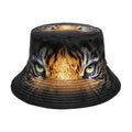 Tiger pattern bucket hat with dome crown in khaki and black colour options