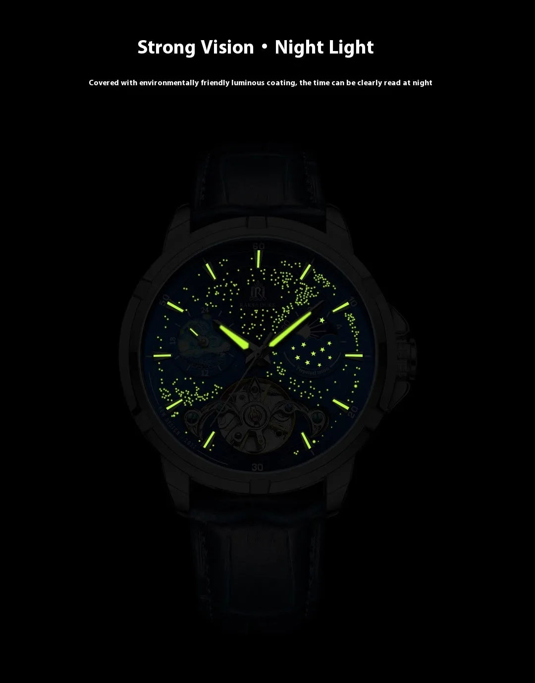 Men's blue dial automatic mechanical watch with 14mm case thickness showing T885B colour variant.