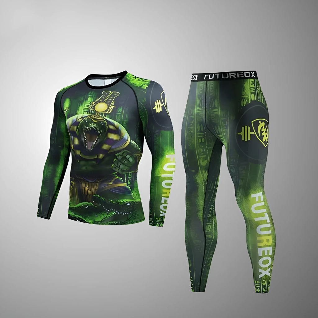Men's slim fit ZF016 polyester sports suit with long sleeves, shown as a top and trousers set.