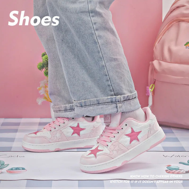 Unisex denim skateboard shoes with round toe and lace-up closure in black, green, or pink