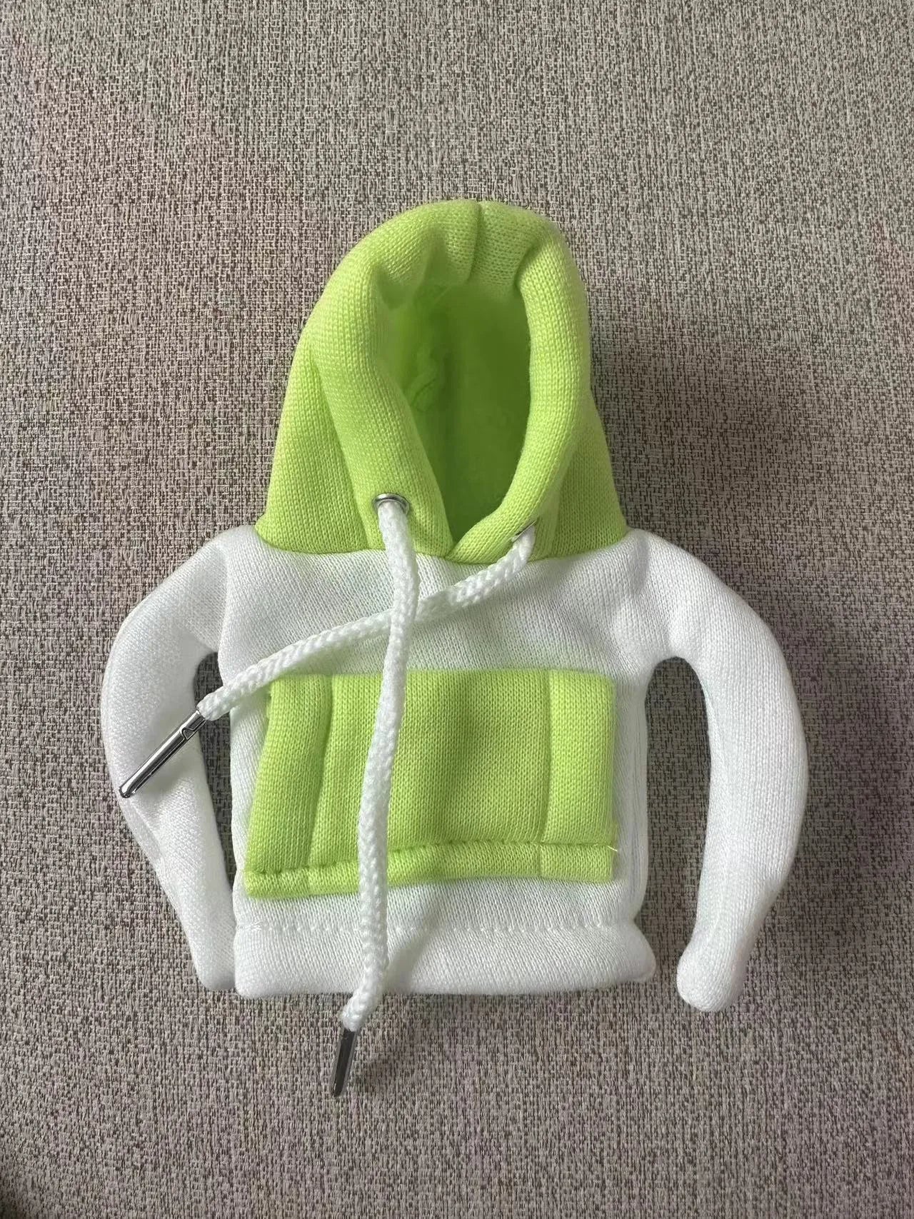 Polyester car gear lever hooded cover in red and white colour combination showing 12x13cm dimensions