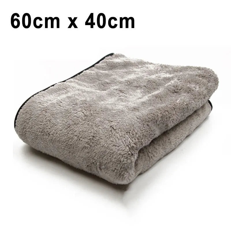 Microfiber car wash towel shown in three size options for vehicle drying