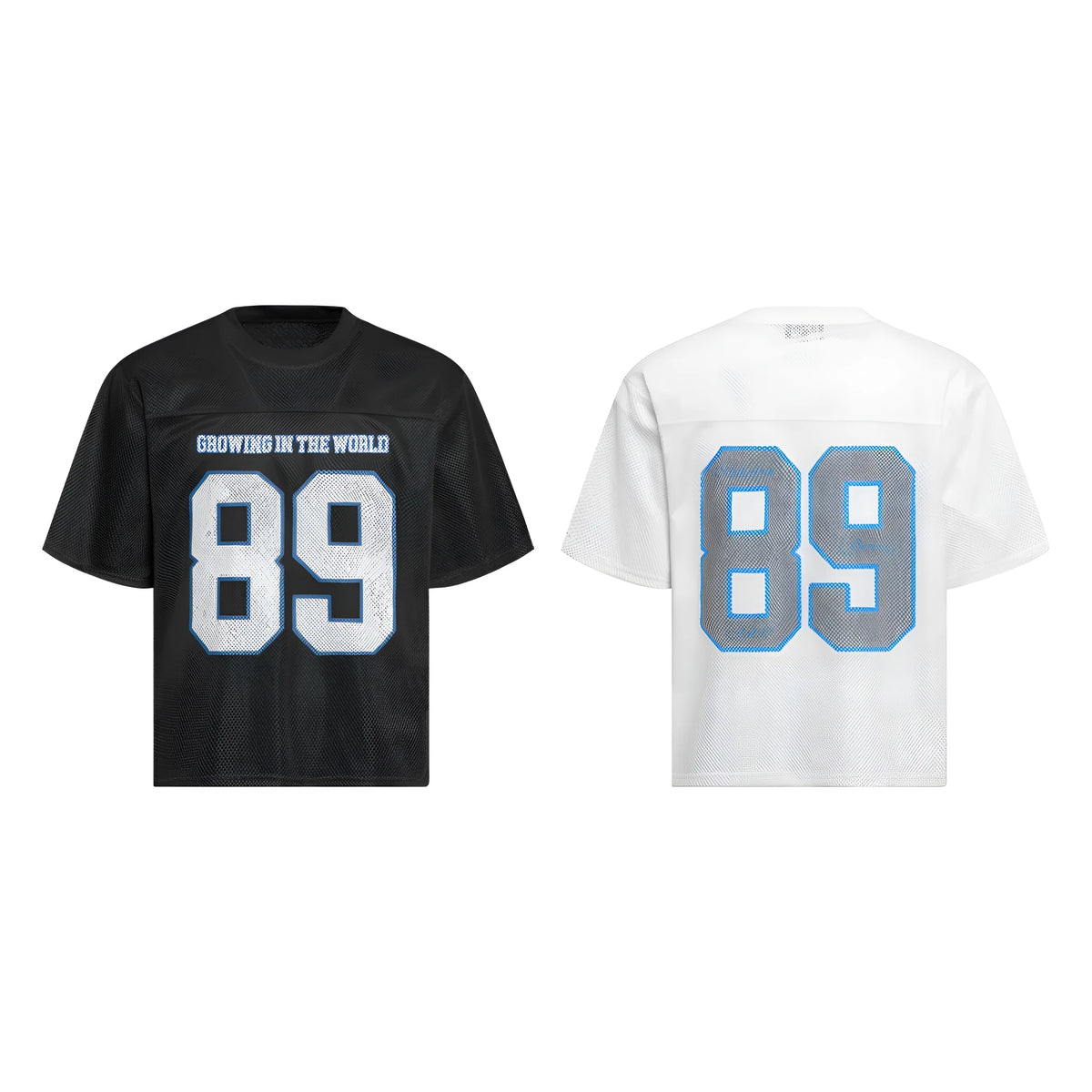 Men's loose-fitting casual t-shirt with alphanumeric print design in black or white colour