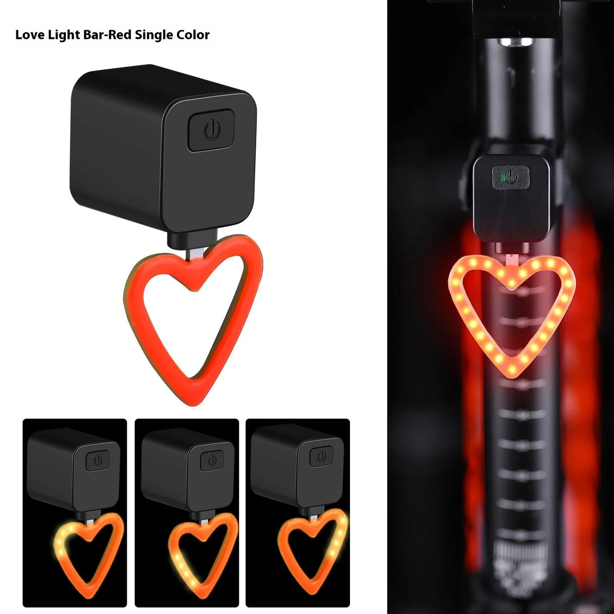 Bicycle taillight with running water LED light pattern mounted on bike seat tube for night riding safety
