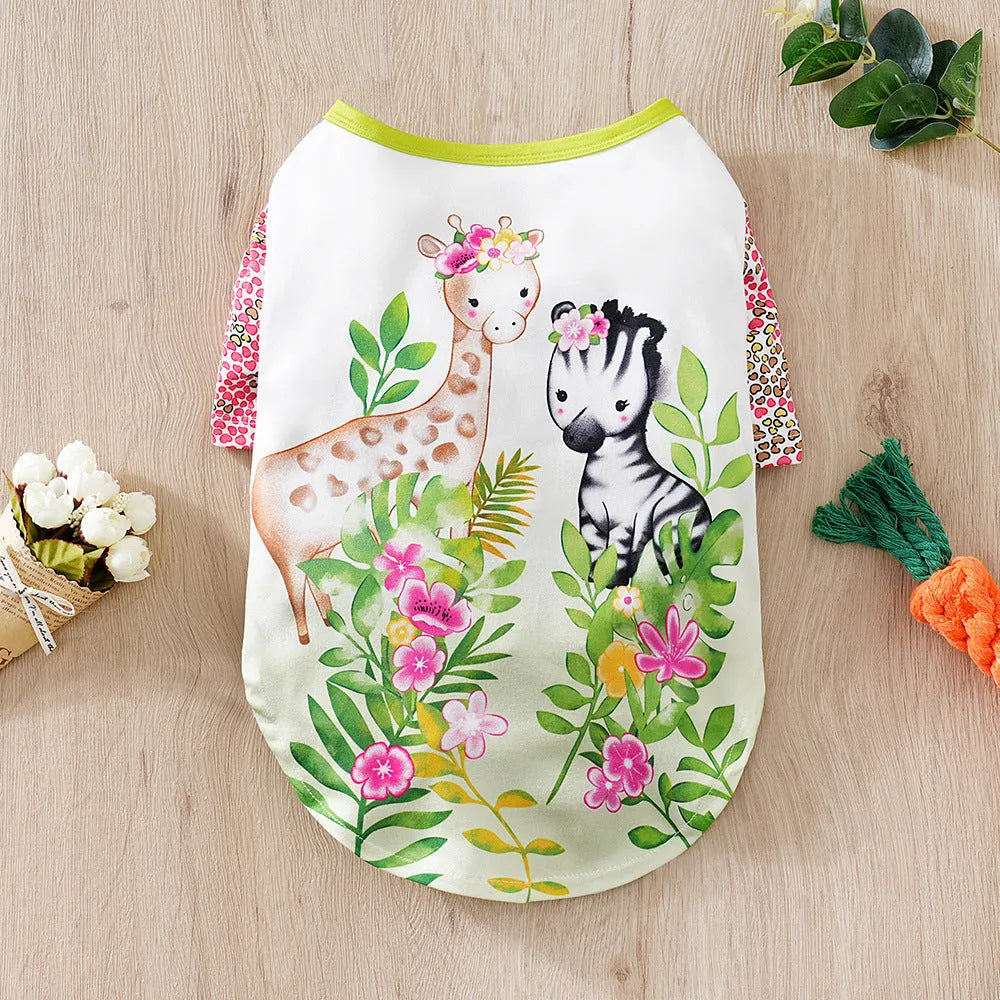 Full printed small dog t-shirt for spring and autumn in colourful patterns with size options S to XXL