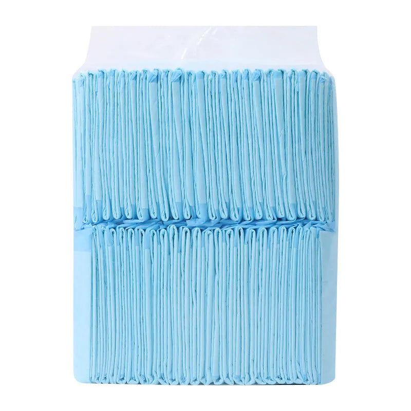 Pack of thick deodorant pet urinal pads for dogs and cats in various sizes.