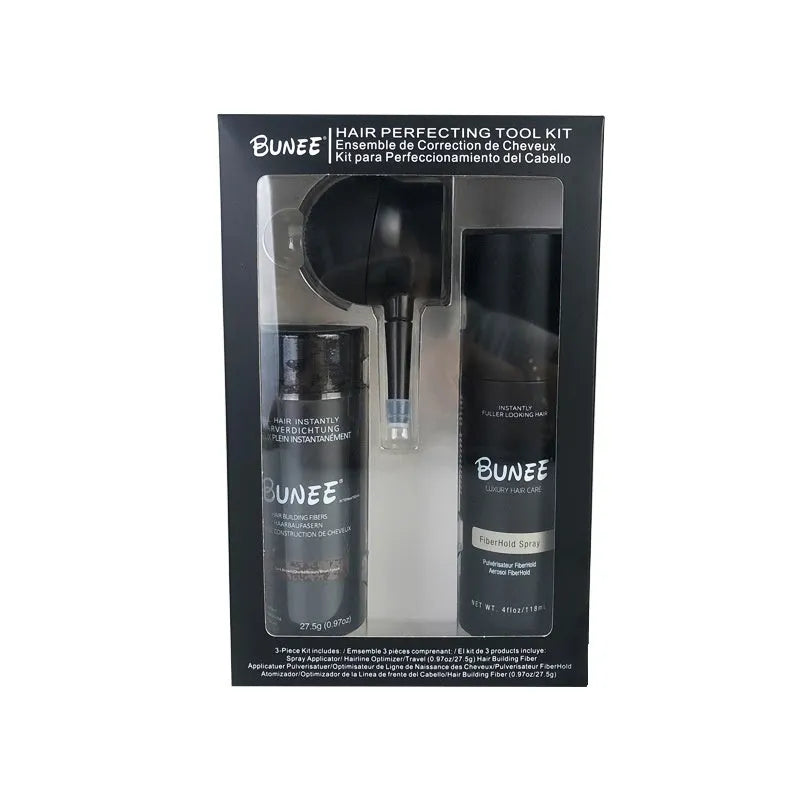 Dense hair fibre powder 275g three-piece kit with nozzle applicator and styling spray bottle