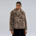 Women's leopard print buckle lapel street fashion coat with regular sleeves