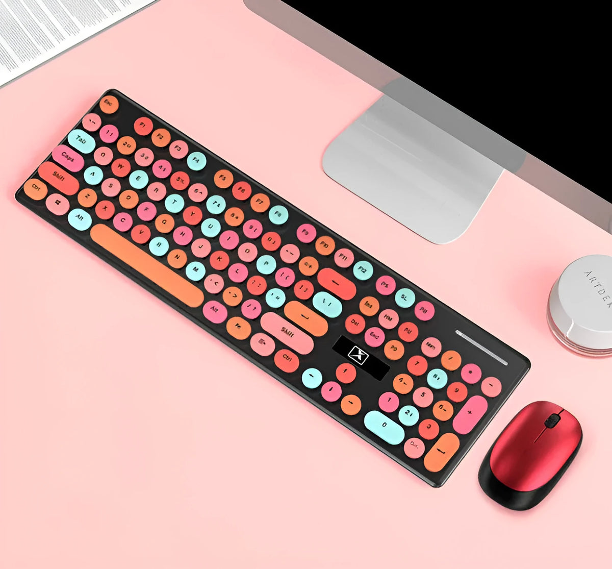 Wireless Punk Manipulator keyboard and mouse set in vibrant yellow mixed colour with backlit keys