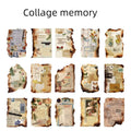Burnt fragments series paper ephemera pack showing irregular, distressed pieces in vintage collage designs.