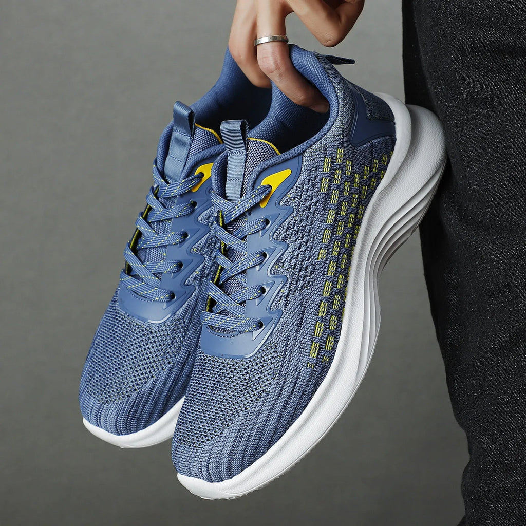 Women's lavender purple Flyknit running shoes with mesh lining and EVA sole, shown in a side view.