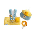 Pet harness and leash set with cute hat accessory and wire rope pulling toy for cats and dogs